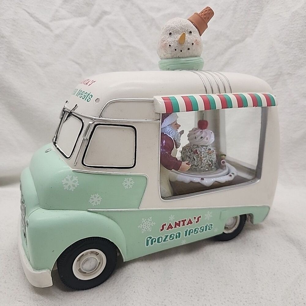 Collectible Music Box Santa's Frozen Treats Motion Ice Cream Van Roman READ